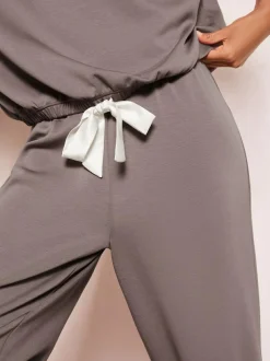 Friends Like These Premium Contrast Long Sleeve Pyjama Top Grey Outlet