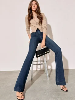 Friends Like These Inky Blue High Waist Pocket Flare Jeans Best