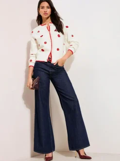 Friends Like These Ivory Tomato Embroidered Cardigan Outlet