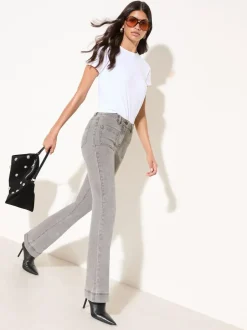 Friends Like These Light Grey High Waist Pocket Flare Jeans Online