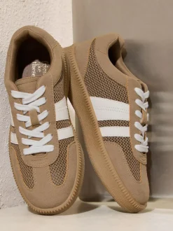 Friends Like These Mocha Brown Standard Fit Lace Up Retro Gumsole Sports Trainers Outlet