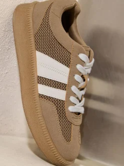 Friends Like These Mocha Brown Standard Fit Lace Up Retro Gumsole Sports Trainers Outlet