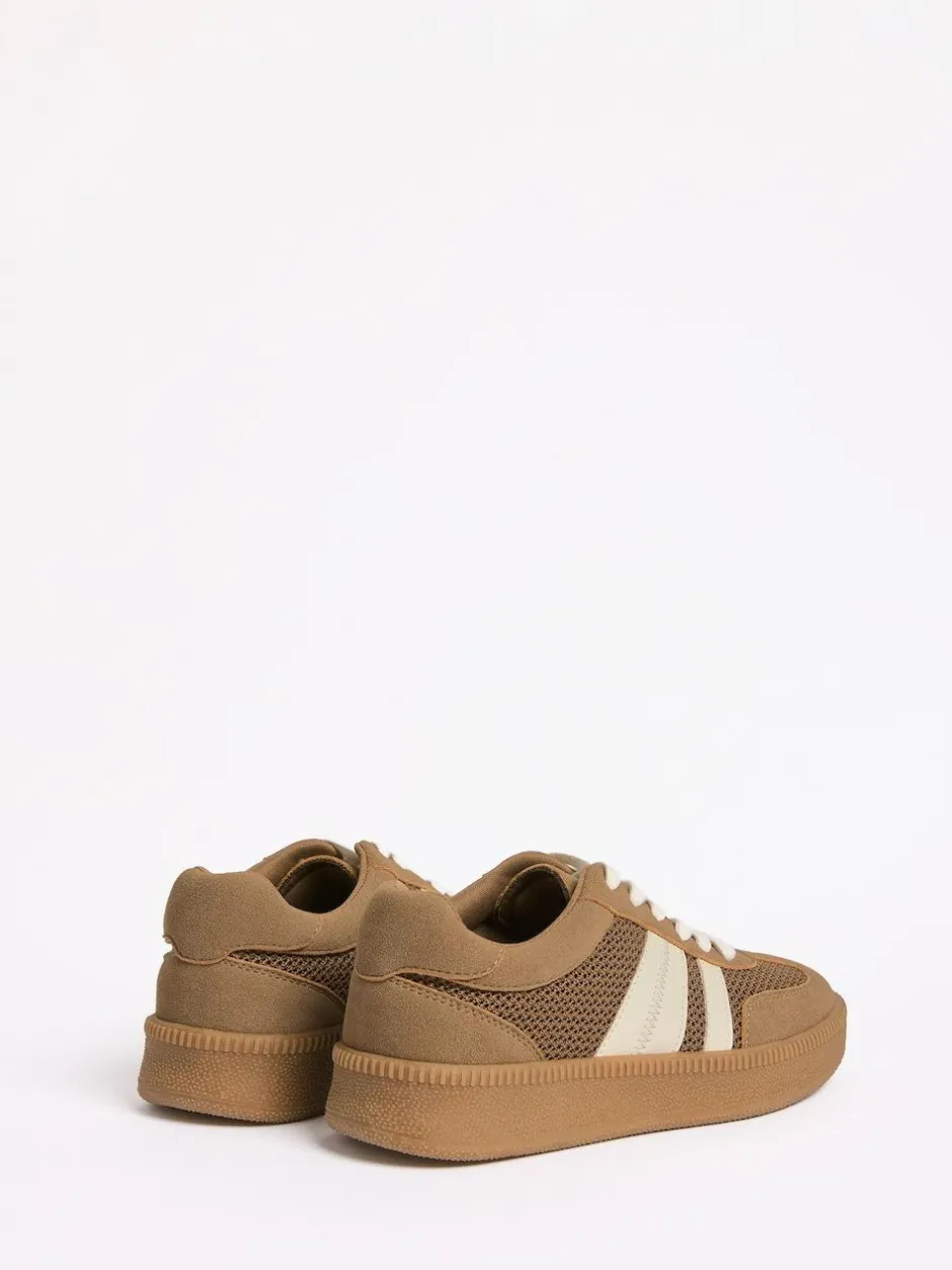 Friends Like These Mocha Brown Standard Fit Lace Up Retro Gumsole Sports Trainers Outlet