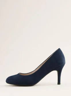 Friends Like These Standard Fit Low Stiletto Heel Round Toe Faux Suede Court Shoes Navy Hot