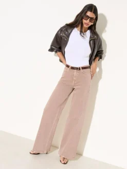 Friends Like These Neutral Relaxed Wide Leg Jeans
