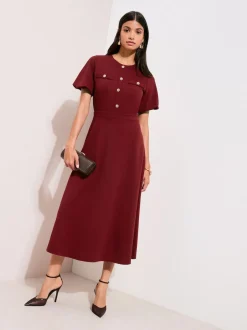 Friends Like These Military Midi Dress Red Clearance