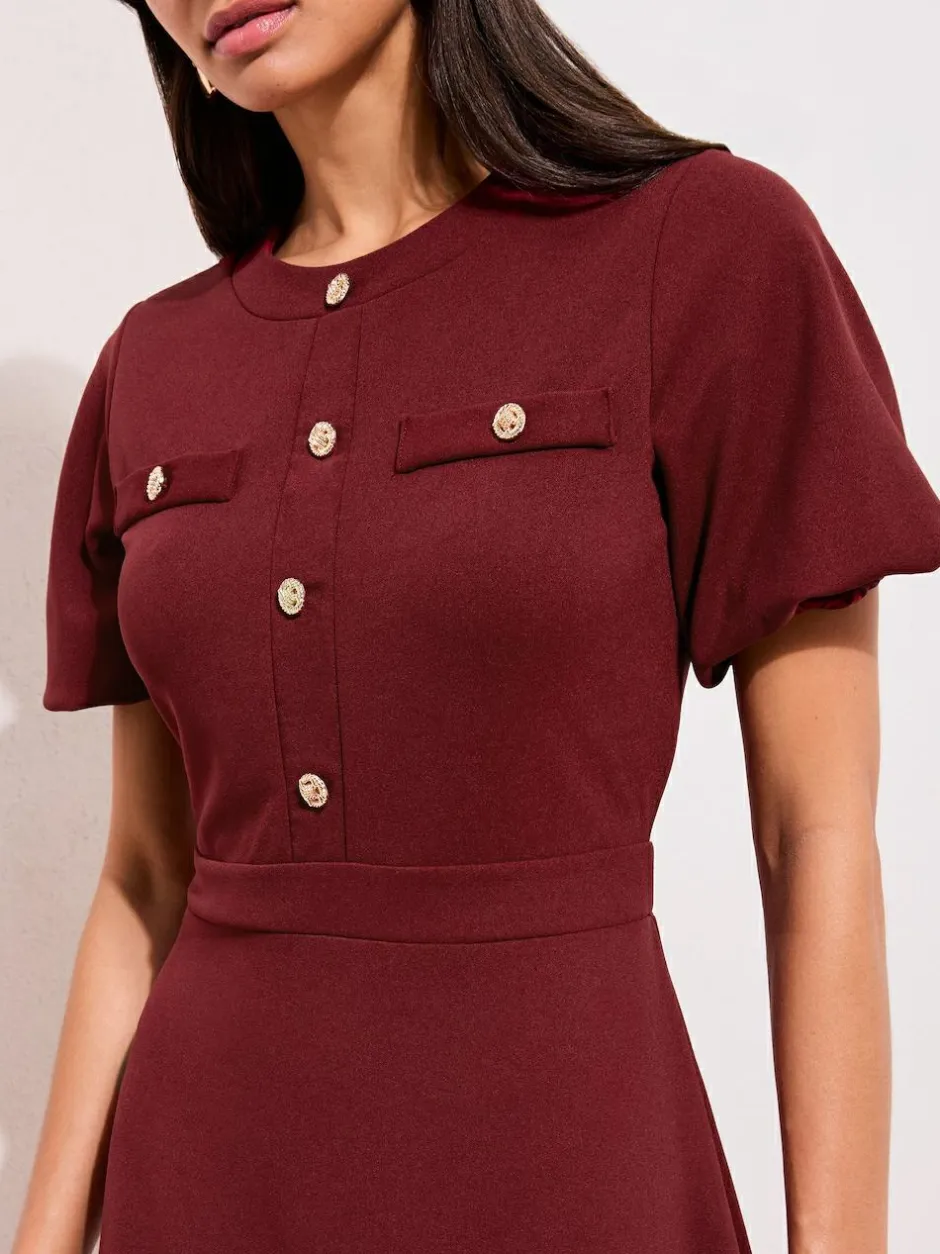 Friends Like These Military Midi Dress Red Clearance