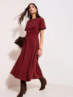 Friends Like These Military Midi Dress Red Clearance