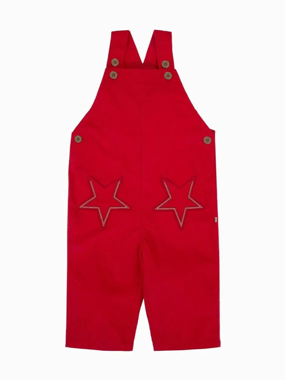 Frugi Red Christmas Cory Cord Dungaree Hot