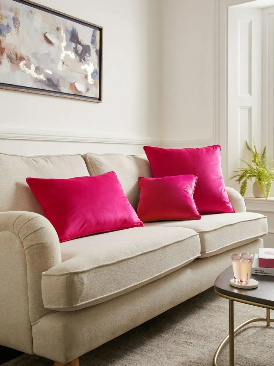 Next Fuchsia Pink 43 x 43cm Matte Velvet Cushion Sale