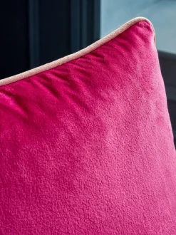 Next Fuchsia Pink Matte Velvet Contrast Pipe 50 x 50cm Cushion New