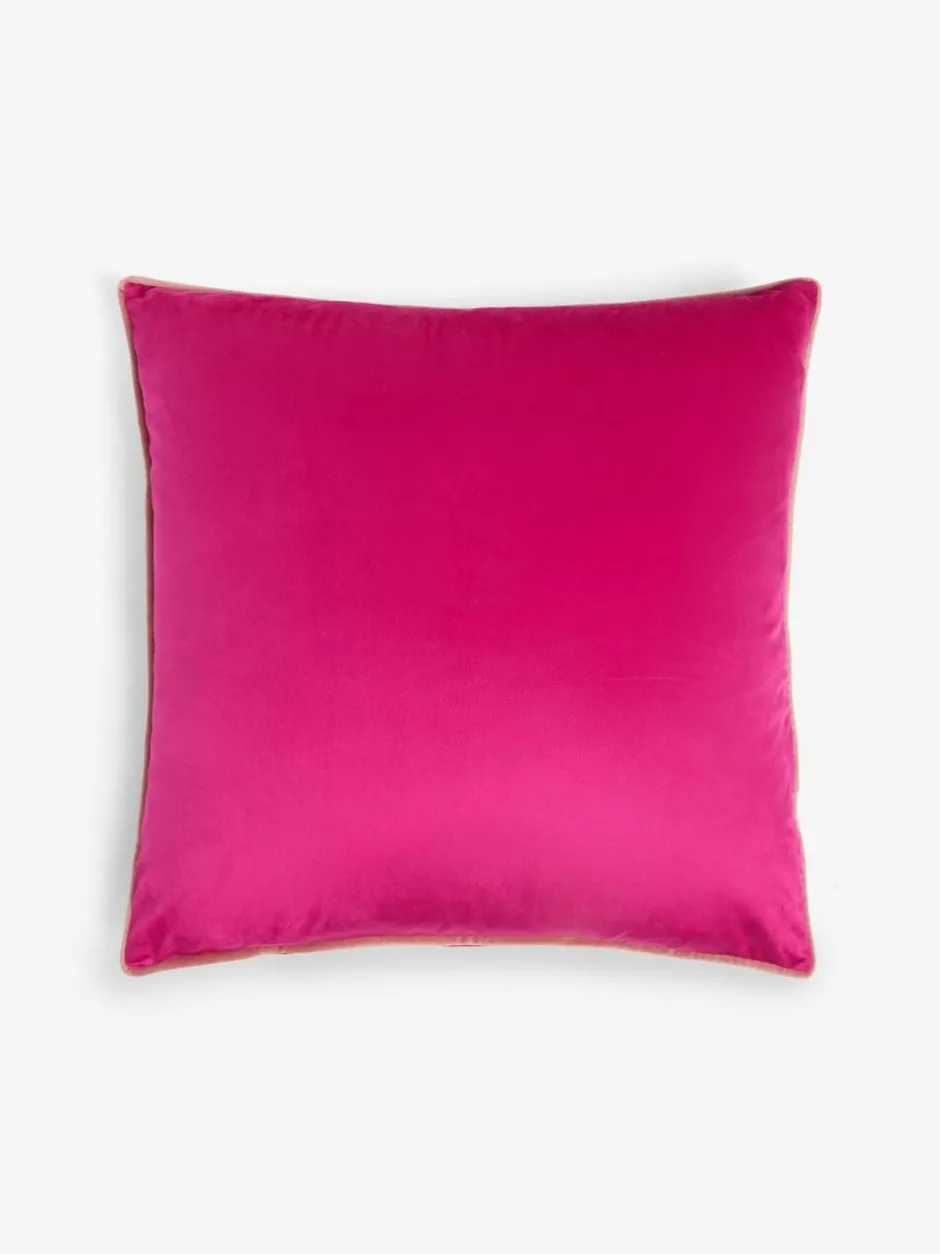 Next Fuchsia Pink Matte Velvet Contrast Pipe 50 x 50cm Cushion New