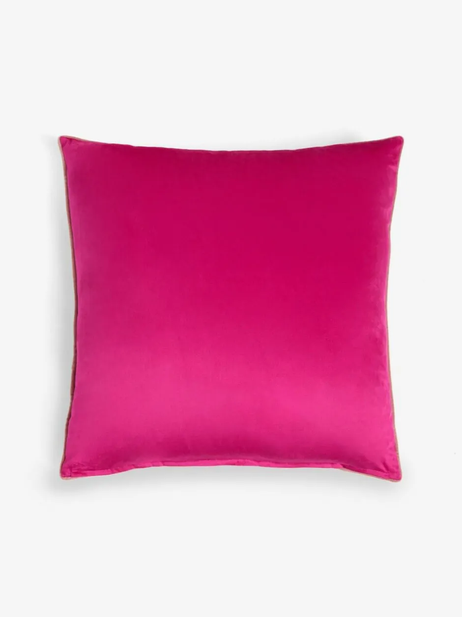 Next Fuchsia Pink Matte Velvet Contrast Pipe 50 x 50cm Cushion New