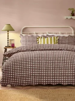 Furn Chocolate Scalloped Edge Gingham Duvet Set Online