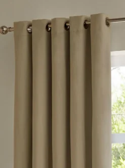Furn Mocha The Ultimate Velvet 100% Blackout Eyelet Blackout Curtains Hot
