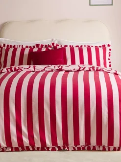 Furn Pink/Red La Vie En Bows Reversible Ruffle Duvet Cover and Pillowcase Set Best