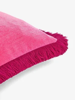 Next Fushsia Pink 45 x 45cm Soft Velour Contrast Fringe Cushion Clearance