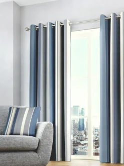 Fusion Whitworth Eyelet Curtains Blue Outlet