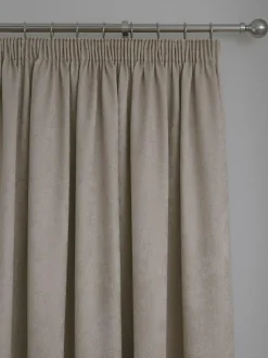 Fusion Natural Galaxy Room Darkening Woven Pair of Pencil Pleat Curtains Clearance