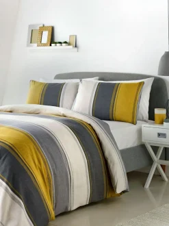 Fusion Betley Duvet Cover and Pillowcase Set Ochre Yellow Hot