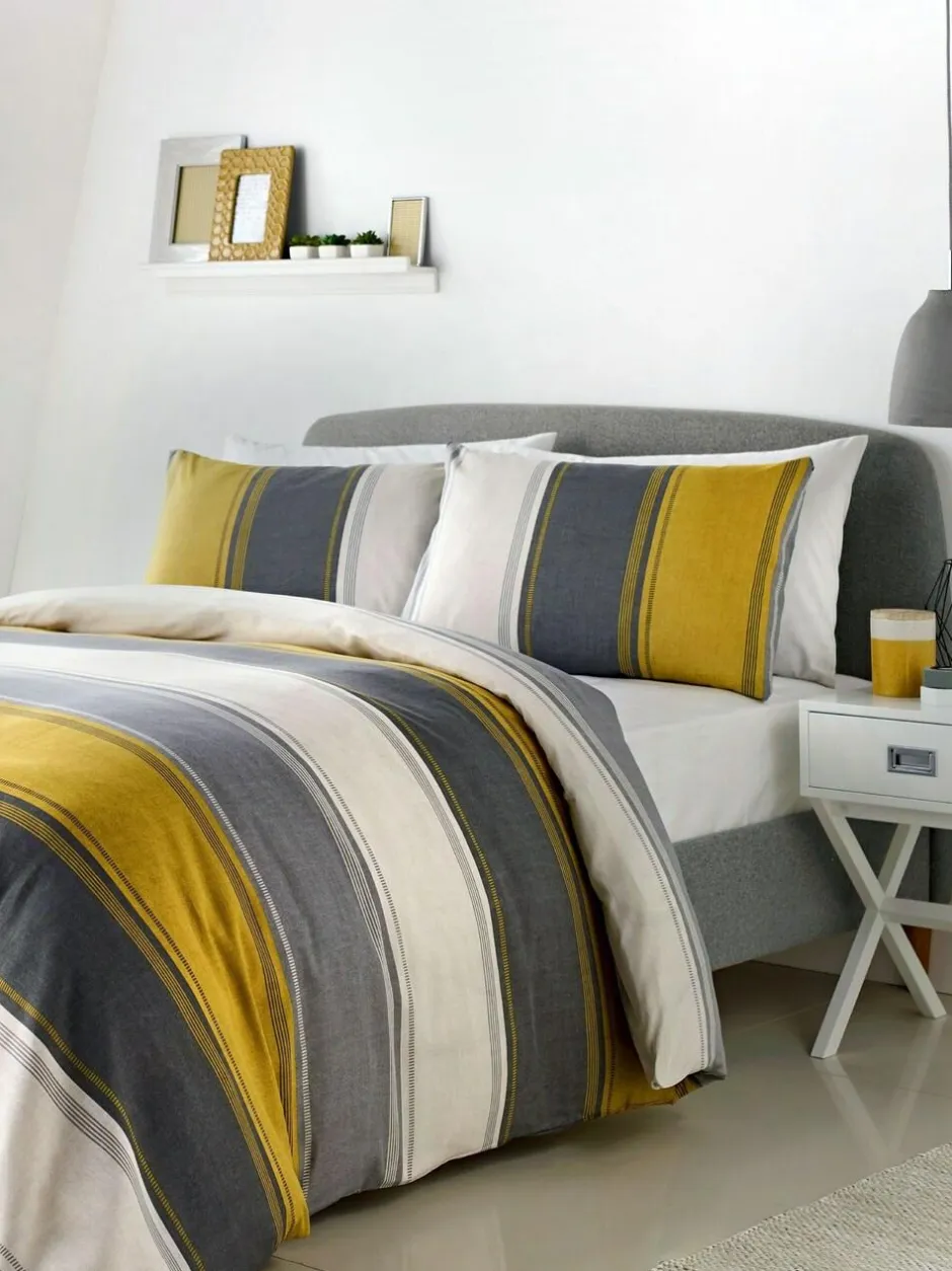 Fusion Betley Duvet Cover and Pillowcase Set Ochre Yellow Hot