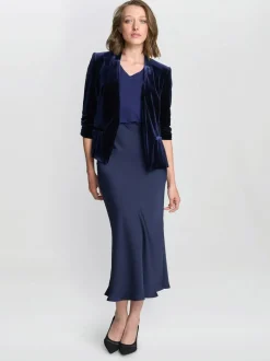 Gina Bacconi Blue Orly Velvet Jacket Outlet