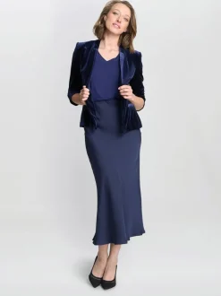 Gina Bacconi Blue Orly Velvet Jacket Outlet