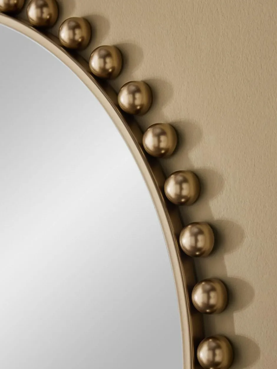Next Gold Bobbin Round Wall Mirror Outlet