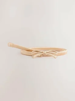 Next Skinny Stretch Belt Gold Bow Sale