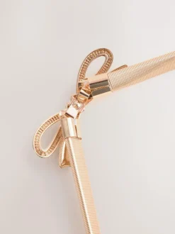 Next Skinny Stretch Belt Gold Bow Sale