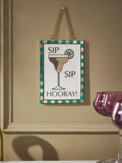 Next Gold Ceramic Sip Sip Hooray Hanging Decoration Clearance