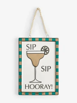 Next Gold Ceramic Sip Sip Hooray Hanging Decoration Clearance