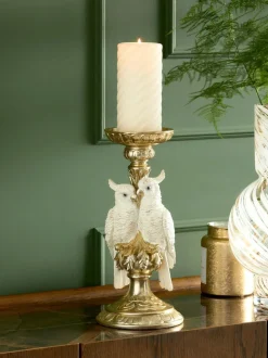 Next Gold Cockatoo Pillar Candle Holder Outlet