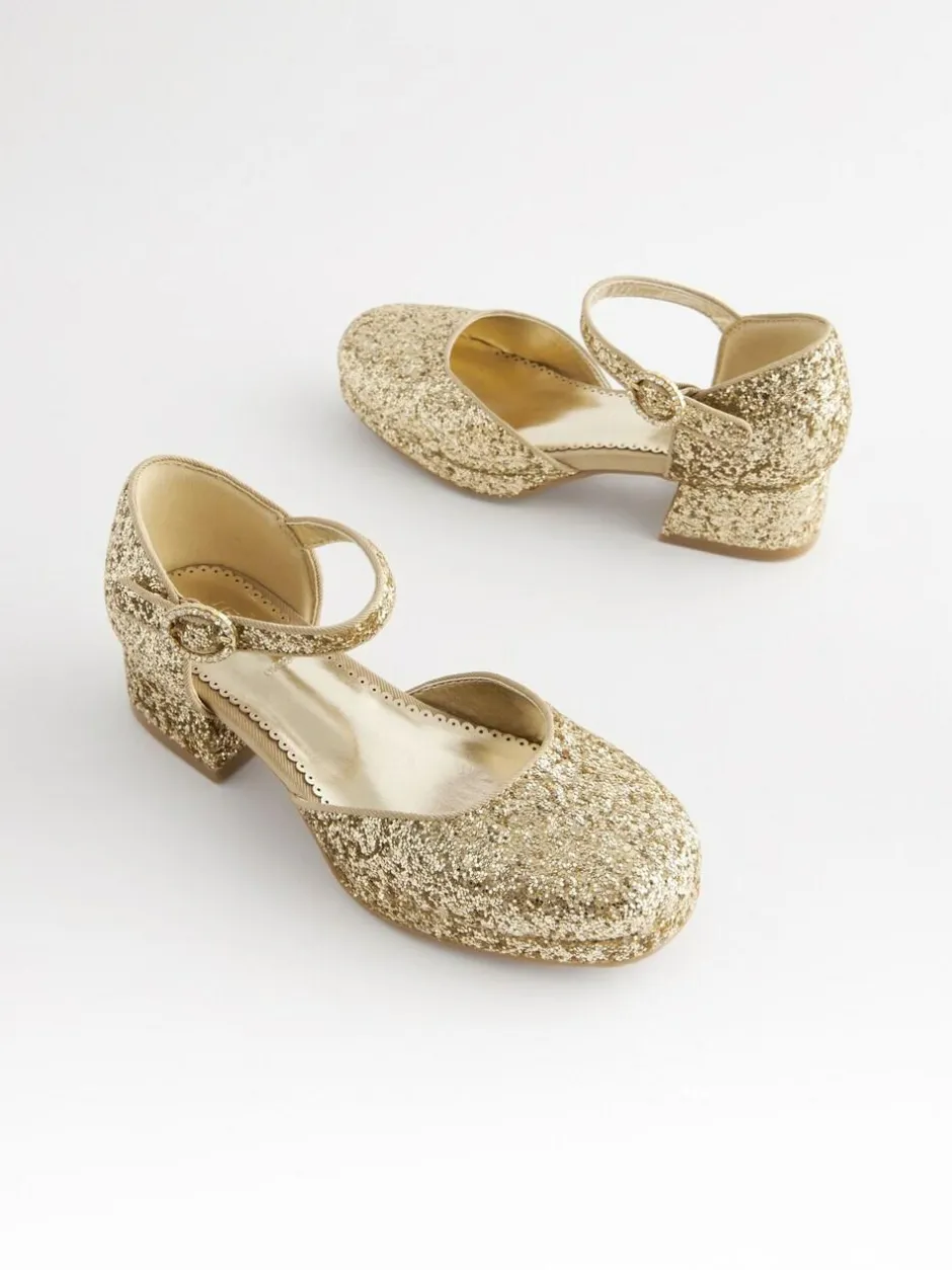 Next Platform Heel Occasion Shoes Gold Glitter