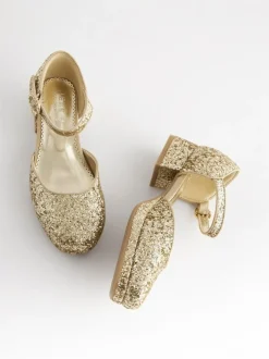 Next Platform Heel Occasion Shoes Gold Glitter