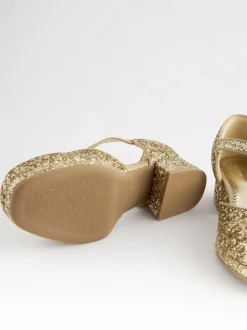 Next Platform Heel Occasion Shoes Gold Glitter