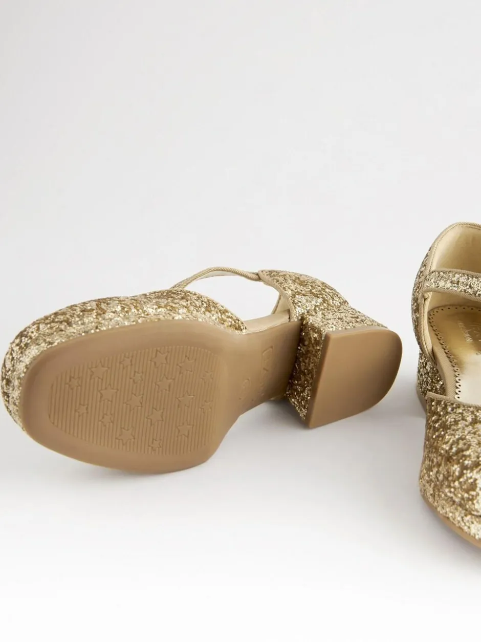 Next Platform Heel Occasion Shoes Gold Glitter