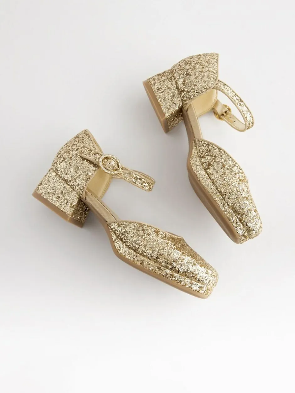 Next Platform Heel Occasion Shoes Gold Glitter