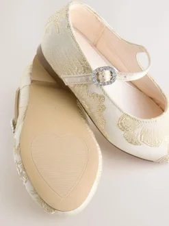 Next Flower Girl Occasion Mary Jane Shoes Gold Jaquard Outlet