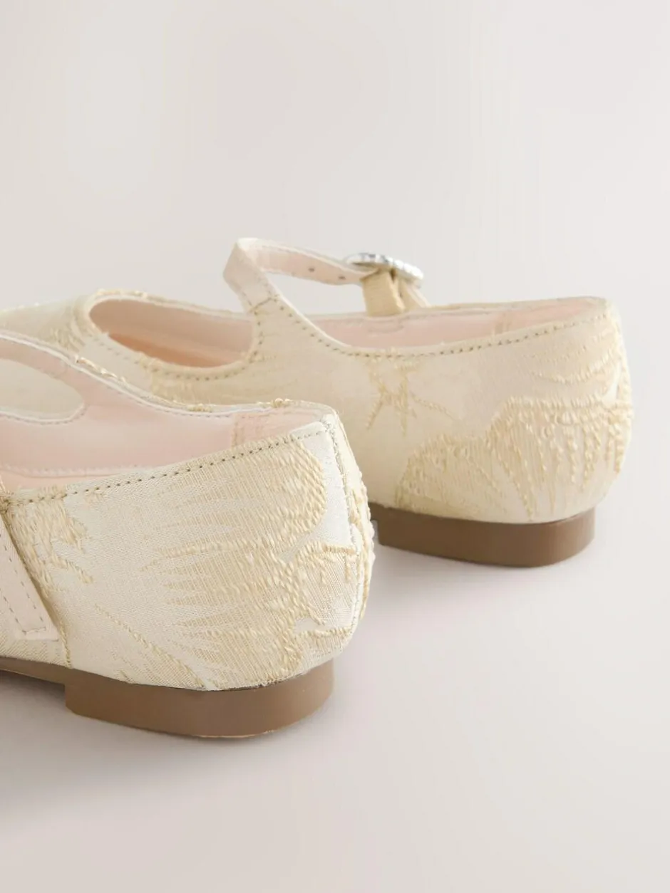 Next Flower Girl Occasion Mary Jane Shoes Gold Jaquard Outlet