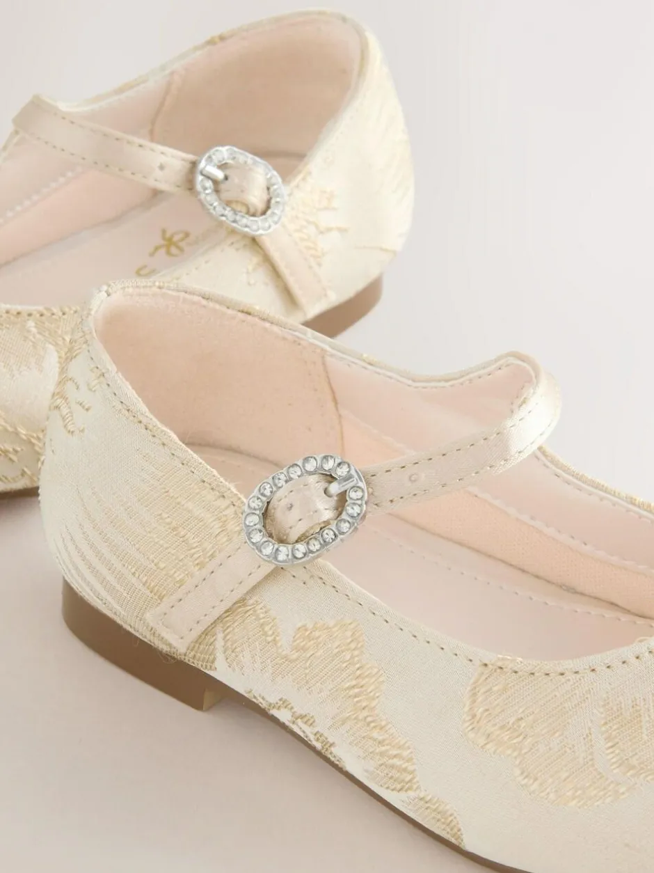 Next Flower Girl Occasion Mary Jane Shoes Gold Jaquard Outlet