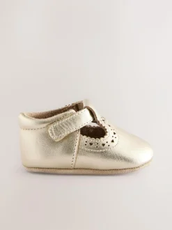 Next Leather Baby T-Bar Shoes (0-24mths) Gold Online