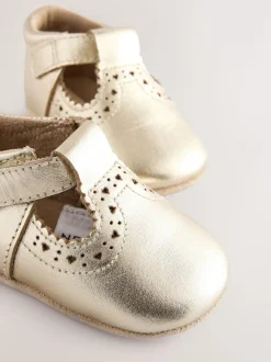 Next Leather Baby T-Bar Shoes (0-24mths) Gold Online