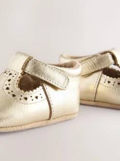 Next Leather Baby T-Bar Shoes (0-24mths) Gold Online