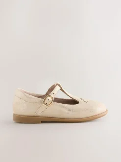 Next Leather T-Bar Shoes Gold New