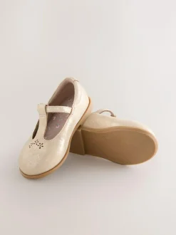 Next Leather T-Bar Shoes Gold New