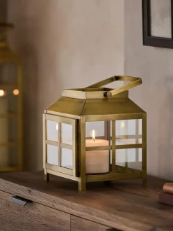 Next Gold Metal and Glass Lantern Medium Clearance