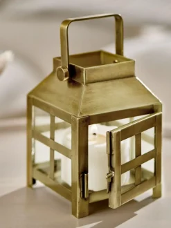 Next Gold Metal and Glass Lantern Small Outlet