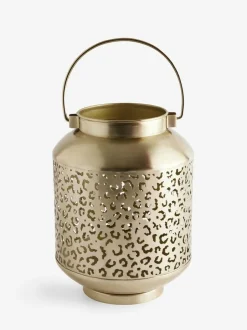 Next Gold Metal Leopard Print Cutout Lantern Hot