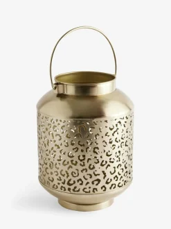 Next Gold Metal Leopard Print Cutout Lantern Hot